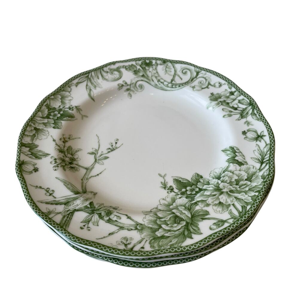 222 Fifth Adelaide MOSS Porcelain Dinner Plates 10.5in Floral Set of 4 New - Picture 10 of 16